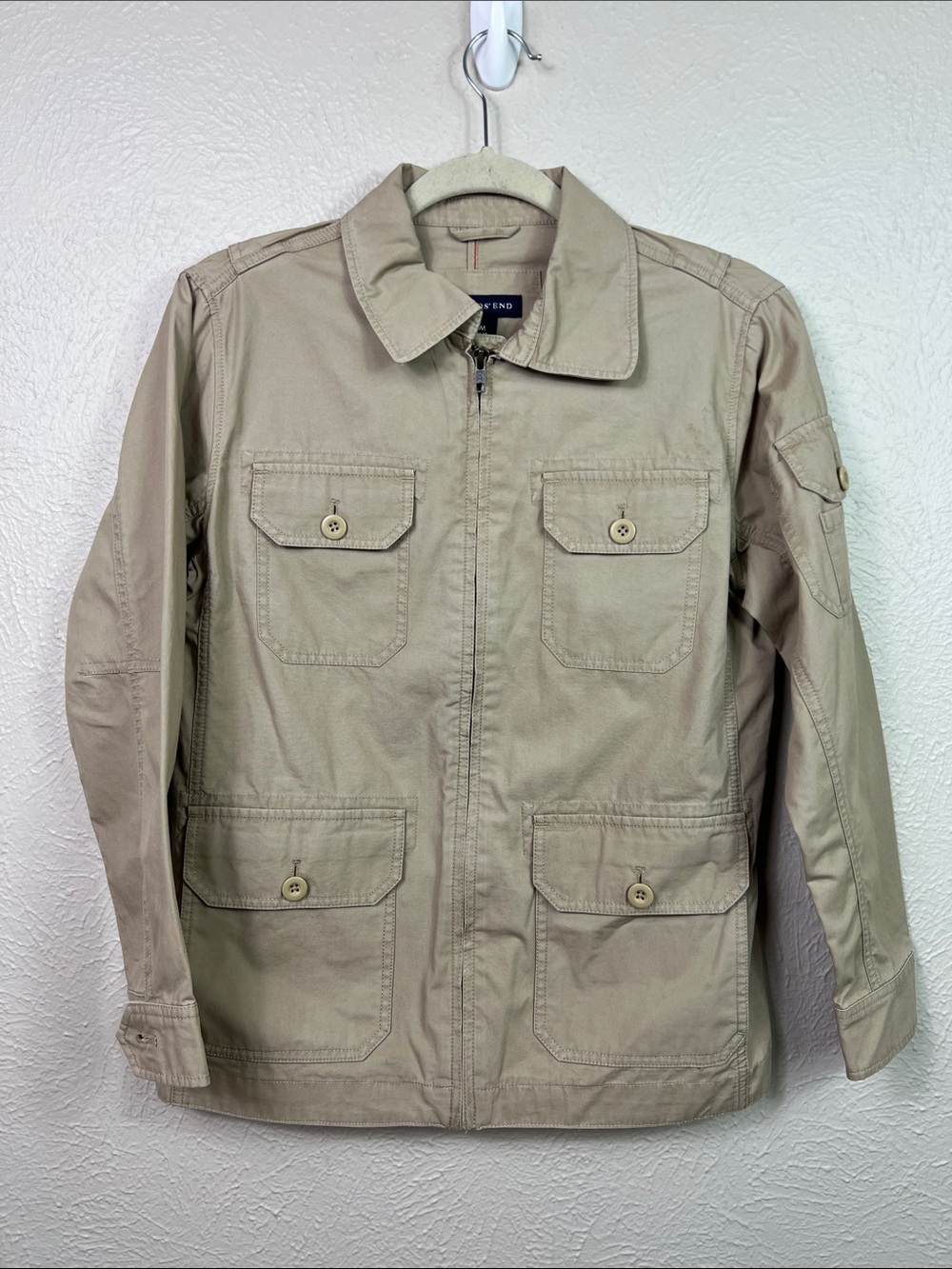 Lands’ End Khaki Zip Front Utility Jacket Medium 10-12-